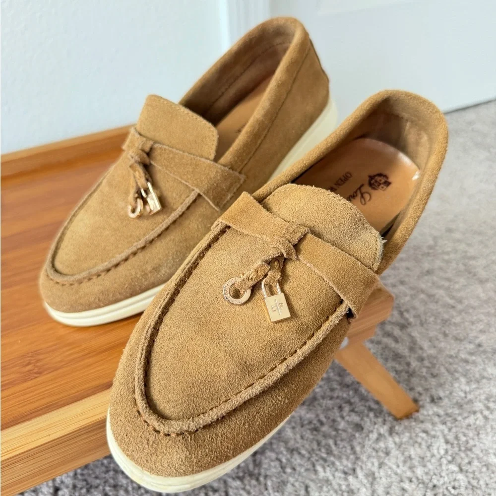 Loro Piana Loafers Summer Charm Walk Suede Sz 35 Made in Italy‎ Comfort Luxury